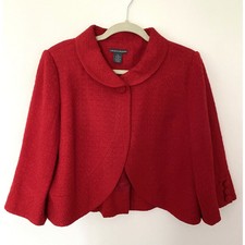 Chelsea & Theodore Red 3/4 Sleeve Lined Blazer Sz L
