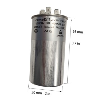 Dual CBB65B Run Capacitor 250VAC 250V AC 60/15uF 60+15 uF MFD 60+
