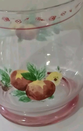 Pfaltzgraff Delicious Apple & Cherries 6.5" Glass Hurricane Candle Holder Vase - Picture 2 of 11