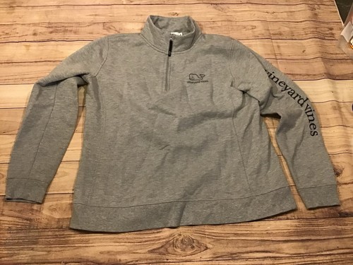 Vineyard Vines graues Sweatshirt mit Viertelreißverschluss Größe Medium