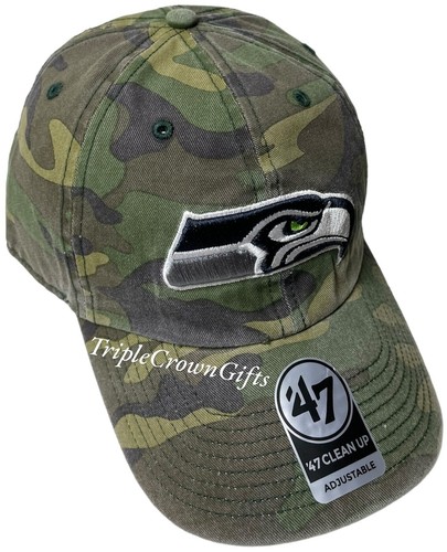 NFL Seattle Seahawks ('47 Brand) Clean Up Hat Adjustable Strap Camo - Picture 2 of 5