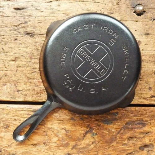 Vintage GRISWOLD Cast Iron SKILLET Frying Pan # 5 LARGE BLOCK LOGO - Ironspoon