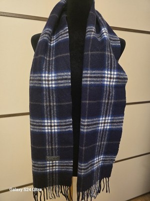 Original Burberry Vintage Schal Blau 100%LAMMWOLLE Made In England
