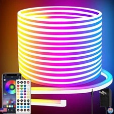 66FT RGB LED Neon Rope Lights - App/Remote Control, Waterproof IP65, Music Sync