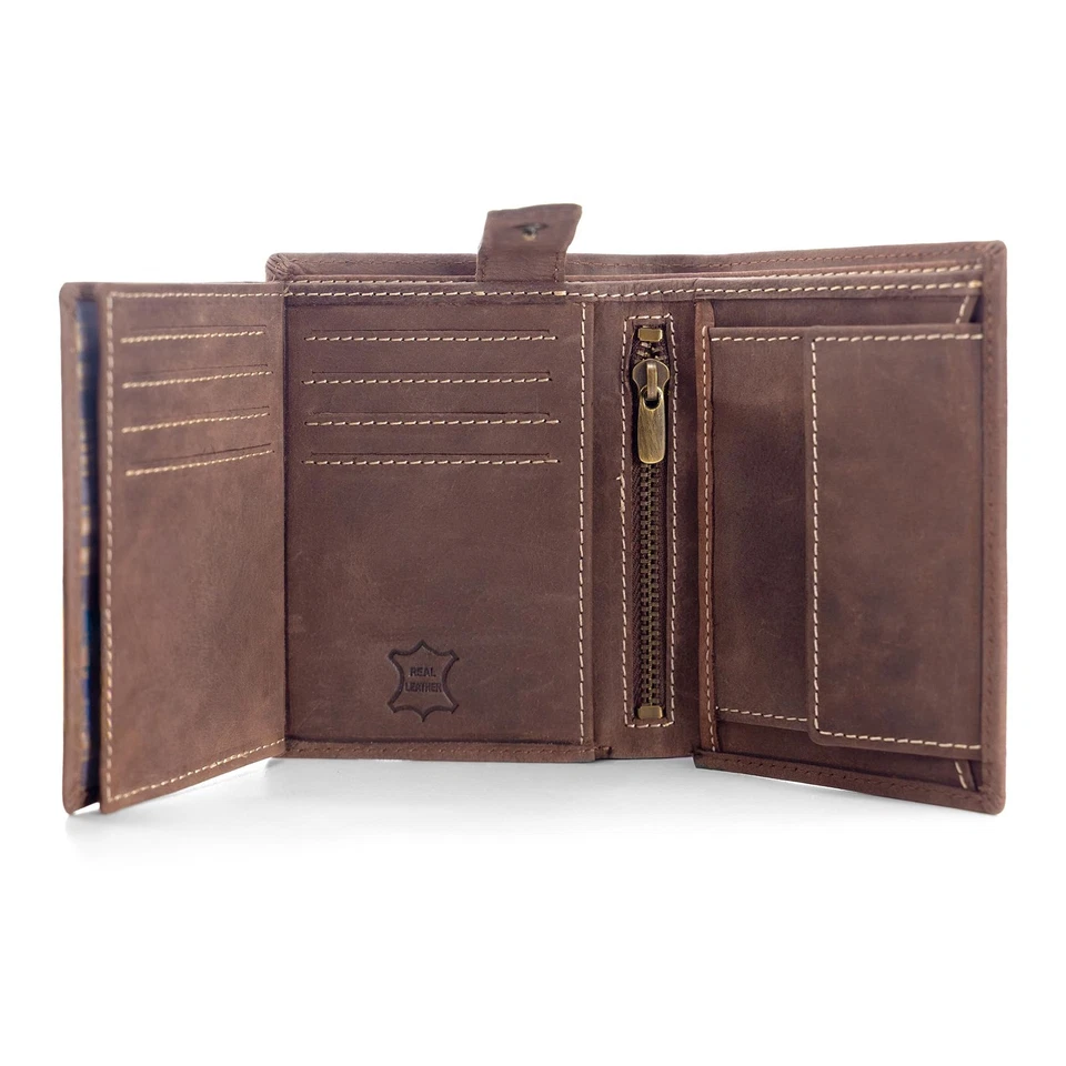 Portefeuille en Cuir pour Homme Marron Blocage RFID - Photo 4/4