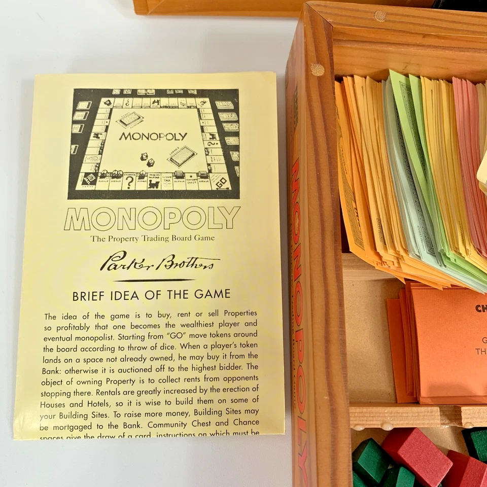 Monopoly Nostalgia Edition Board Game Wooden Box Complete 2003 Parker Hasbro - Image 4 of 4