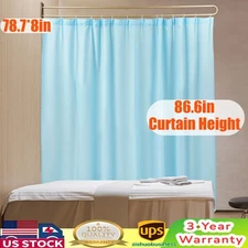 220cm Room Divider Curtain Privacy Partition Curtain Blue W/ Gold U-shaped Rod