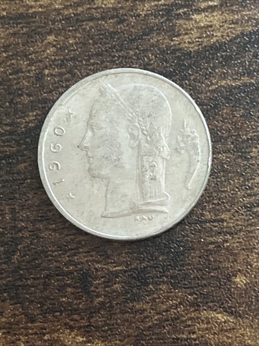 1960 Belgien 1 One Franc tatsächliche Münze TB1725* - Bild 1 von 2