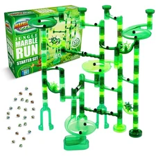 Marble Run Starter Set STEM Toy - (80 Translucent Pieces and 50 Glass Marbles)