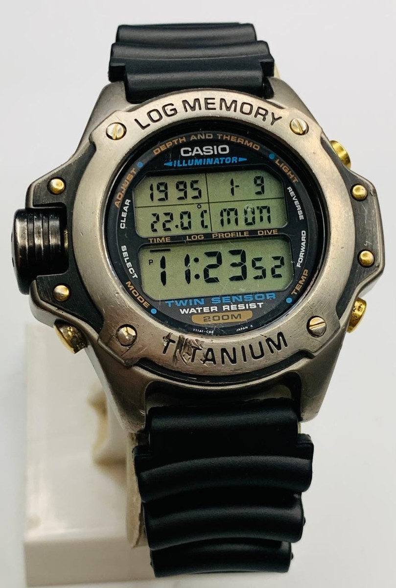 Vintage Casio Digital Watch Dep-700 Titanium Diver Scuba Log