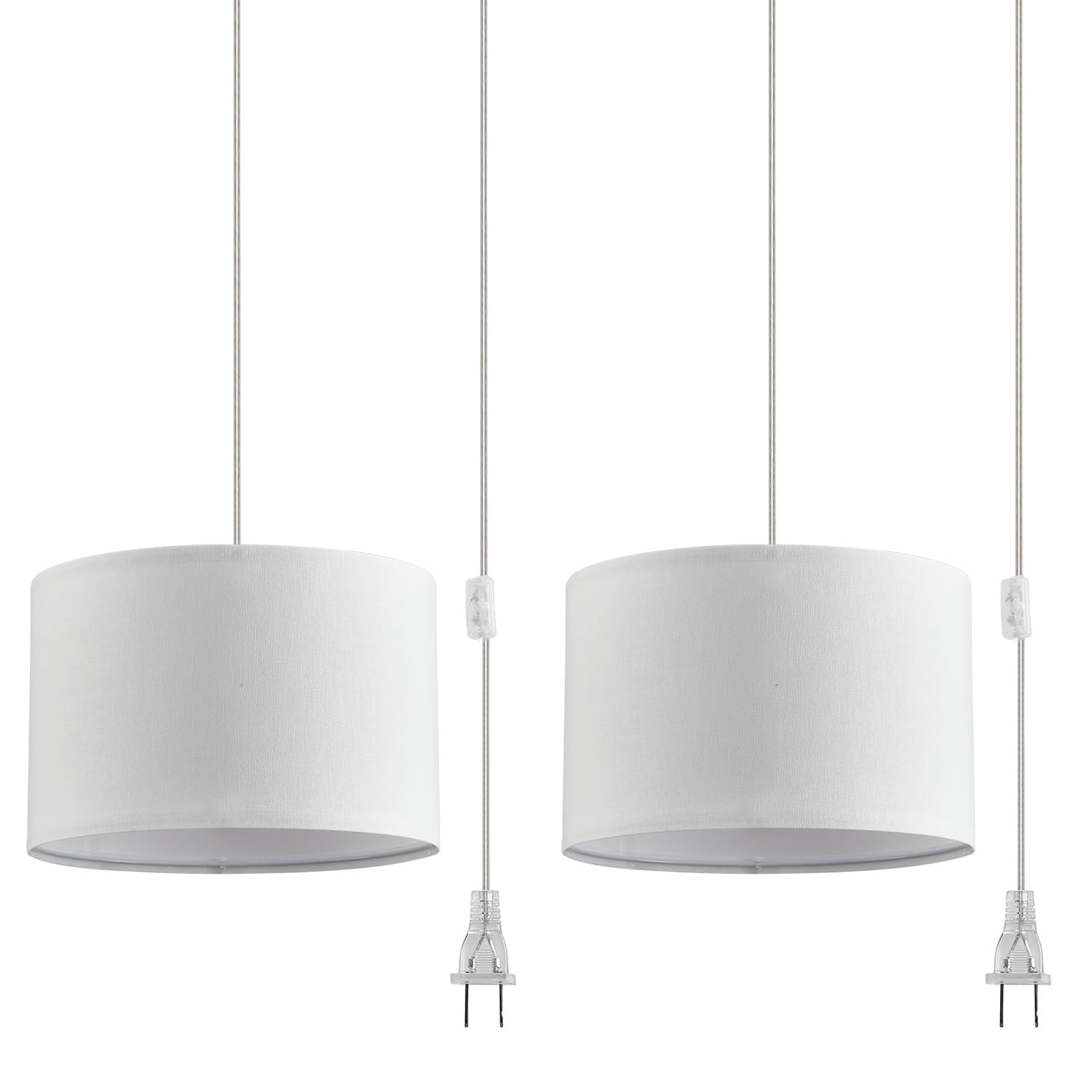 2 Pack Plug in Pendant Light, Hanging Light with 15Ft Clear Cord, On/Off Swit...