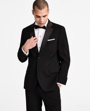  395 BRAND NEW NAUTICA Mens 52R Solid Black 2 Piece Tuxedo Suit W/ Pants 47x30