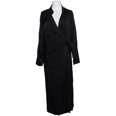 H&M, Wickelkleid, Größe: M, Schwarz, Viskose, Einfarbig, Satin, Damen #xlW