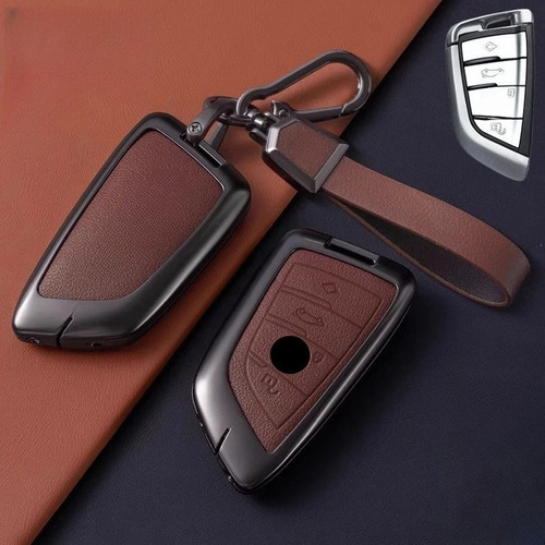 For BMW 2 3 5 6 7 X4 X5 X7 M5 X1 X2 X3 Zinc Alloy Leather Car Key Fob Case Cover - Picture 9 of 17