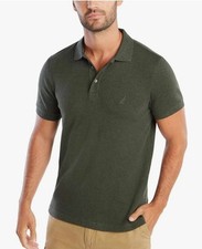 Nautica Mens Slim Fit Solid Soft Interlock Knit Short Sleeve Deck Polo Shirt NWT