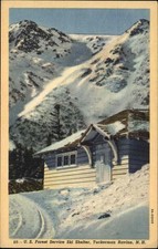 Tuckerman Ravine NH U.S. Forest Service Ski Shelter 1930s-50s Vintage Postcard