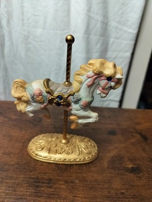 Scarborough Fair Carousel Horse Figurine Porcelain 24K Gold Plated Base