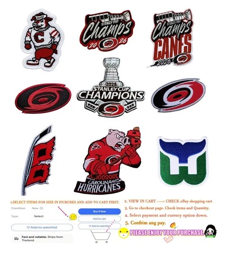Carolina?Hurricanes Hockey PATCHES Embroidery NHLlogo iron&Sewing on Fabrics