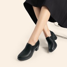 Women Chunky Heel Pump Shoe Low Block Heel Slip On Work Comfort Dress Pump Shoes