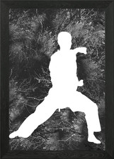 Karate Silhouette 22 gerahmtes Wandbild Poster Leinwanddruck Bild