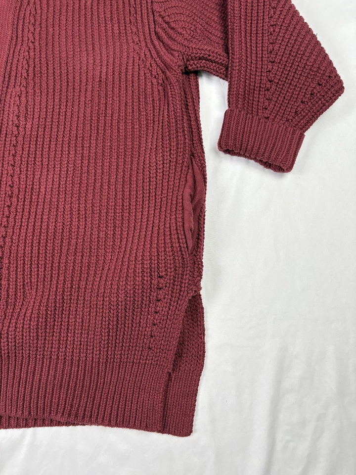 Cardigã feminino Free People grande borgonha frente aberta bolsos longline robusto - Imagem 4 de 4