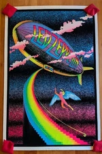 Vtg Led Zeppelin Stairway To Heaven Velvet Blacklight Poster 23 x 35 