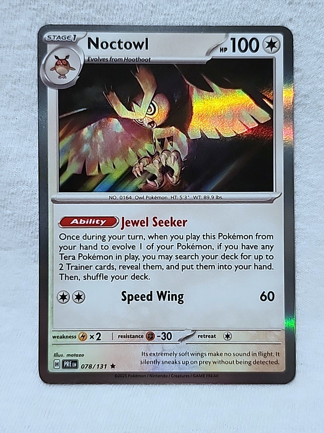 Noctowl 078/131 Rare Holo Prismatic Evolutions Pokémon