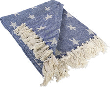4TH of July Patriotic Throw Blanket with Decorative Tassles, Use for Chair, Couc