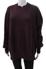 Free People Women Pullover Sweater Purple Bohemian Crew Neck Long Sleeve Size M