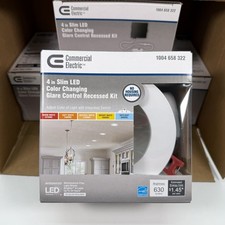 4pk Commercial Electric Low Glare LED 4" Adjustable Temp Canless Recessed Light