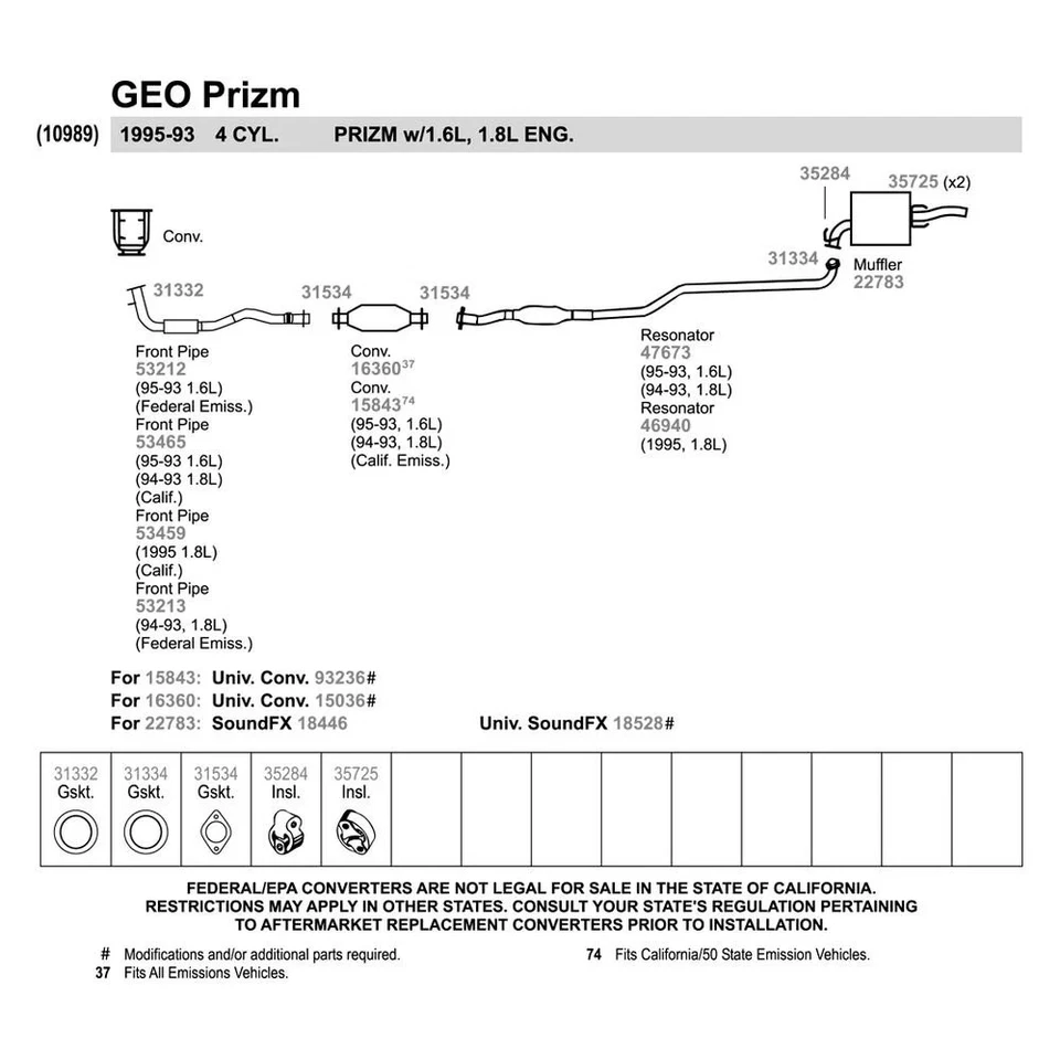For Toyota Corolla 93-97 Exhaust Muffler SoundFX Aluminized Steel Oval Direct - Imagem 3 de 4