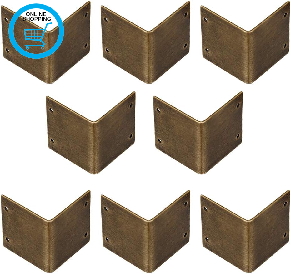 8Pcs Pure Brass 90 Degree Right Angle Corner Protector Corner Braces Camphorwood