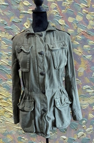 FREE PEOPLE Not Your Brother's Surplus Jacket in Distressed Olive Green Size XS - Bild 9 von 21