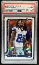 2025 Topps Chrome CeeDee Lamb Image Variation White Refractor SP #/30 PSA 10