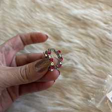 Pink and Silver Tone Hoop Earrings NWOT