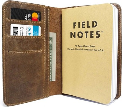 Leather Field Notes Cover for Memo - Pocket Sized Notebook, fits...