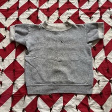 Vintage 1960s Youth Two Tone Sweatshirt Gray Short Sleeve