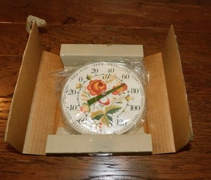 VINTAGE! Avon 8" Floral Outdoor Thermometer Farmhouse w/Box RARE!
