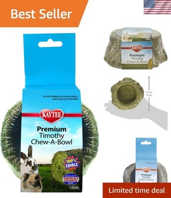 Timothy Hay Chew-A-Bowl for Small Pets - Dental Health & Enrichment