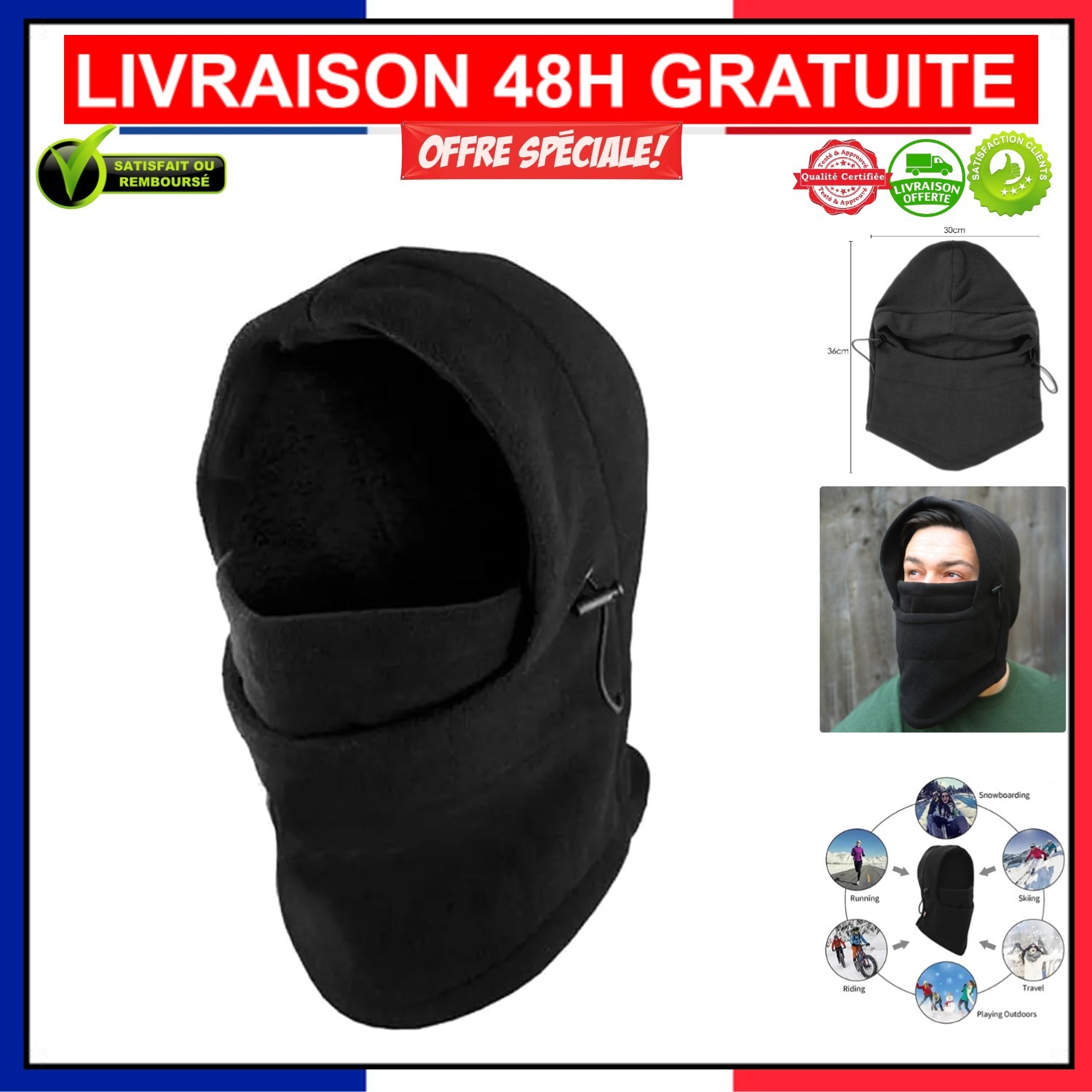 Cagoule de ski en polyester premium - Finition mode et fonctionnelle