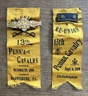 2 Antique 1898 1899 Pennsylvania Penna 13th Cavalry Civil War Reunion Ribbons
