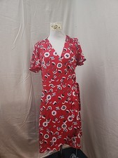 J. Crew Wrap Day Dress Size 4 Red Floral Summer Print Short Sleeve Side Tie