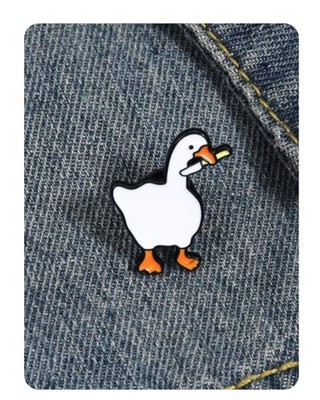 KILLER DUCK Untitled Goose Knife Enamel Lapel Pin NEW
