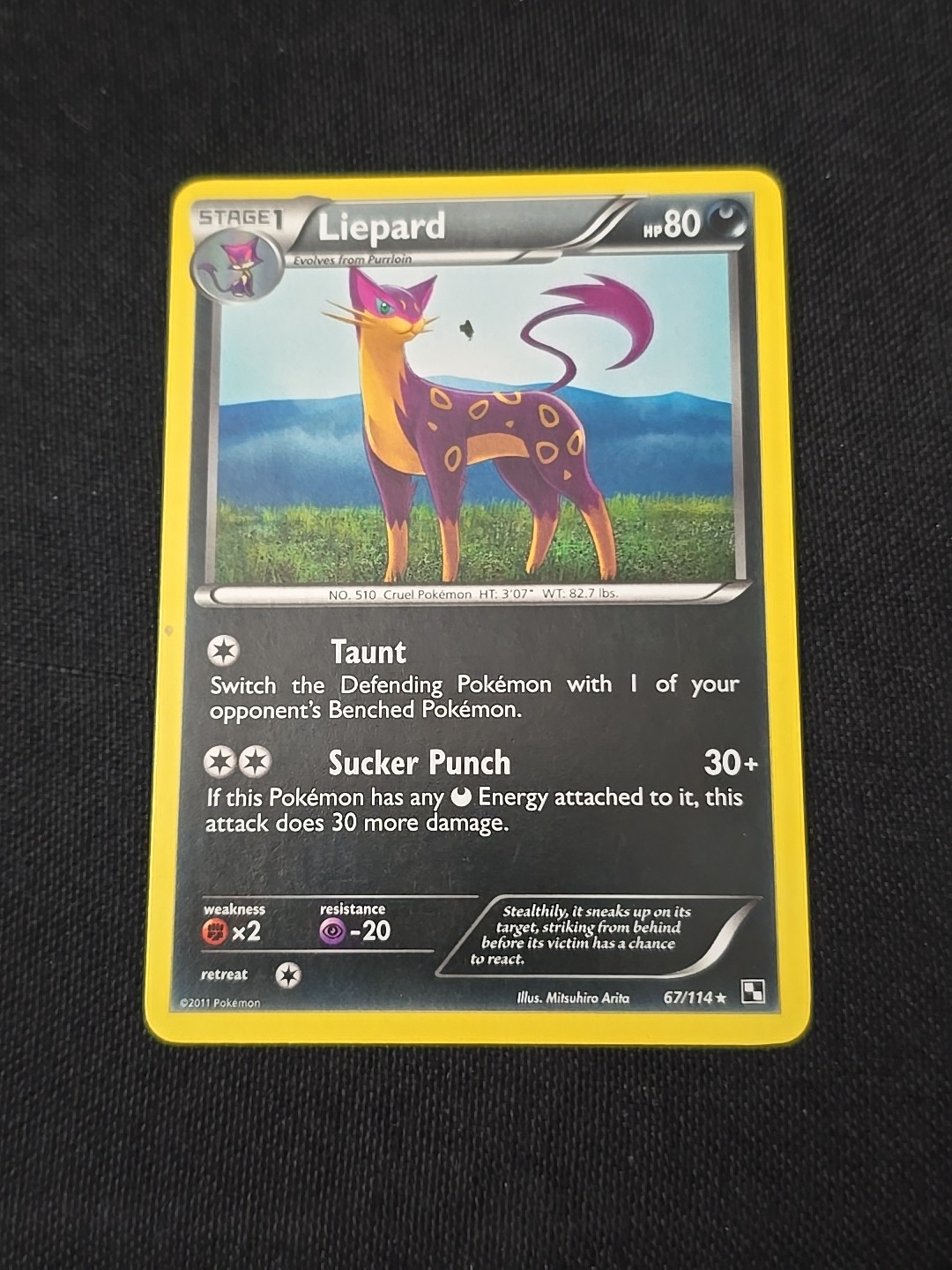 Liepard 67/114 Black & White Regular Pokemon TCG Light Played Condition