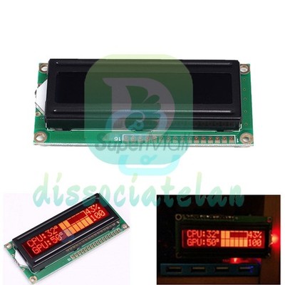 1602A 5V 16x2 DOT Matrix LCD Display Module Red Figure Black Background