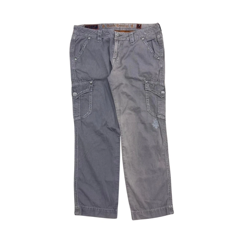 Брюки женские Rock Revival выцветшие серые карго грубые с украшениями размер 31 - Изображение 3 из 4