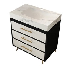 Modern Free-Standing Bathroom Vanity with Ceramic Vessel Sink Durable Sinter