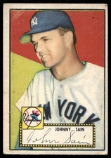 SOLID FAIR-GOOD JOHNNY SAIN 1952 TOPPS #49 RED BACK 49R LOWER GRADE *TPHLC-9235