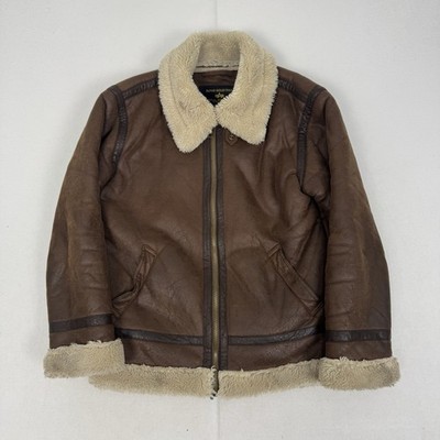 Alpha Industries B3 Fliegerjacke Kunstleder braun Flieger Bomber Pilot Small
