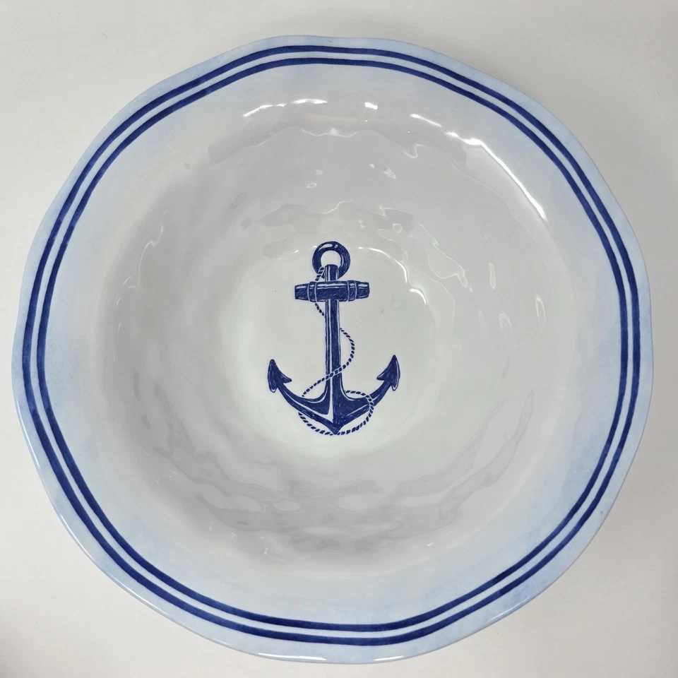 Juego de tazones para servir y ensaladeras de melamina de Q SQUARED NYC patrón Portsmouth Foto 4 de 4